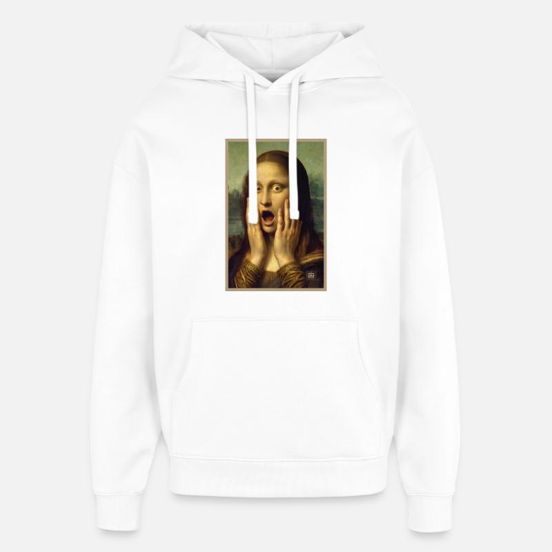 Choquée, surprise Mona Lisa - Sweat à capuche unisexe Stanley/Stella Oversized - blanc