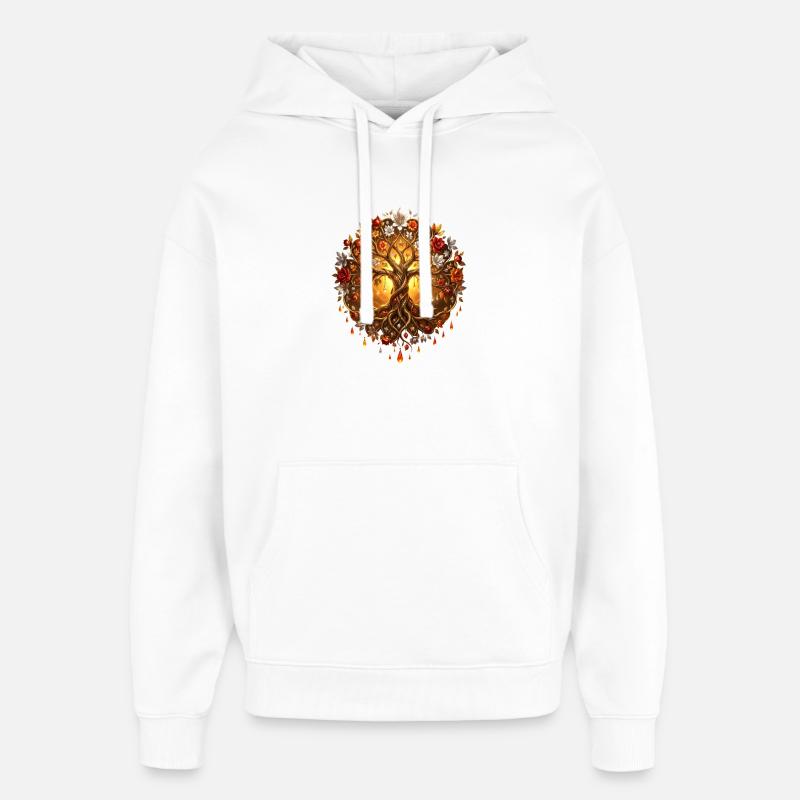 Arbre de Feu dans Mandala - Sweat à capuche unisexe Stanley/Stella Oversized - blanc