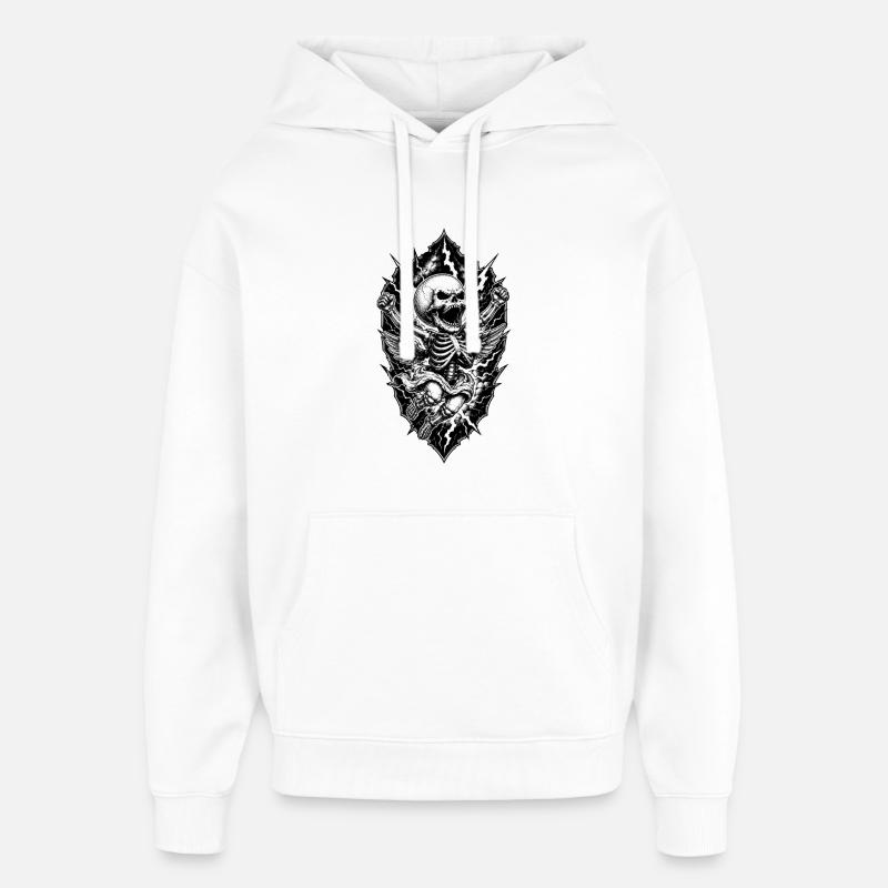 Skelett Engel mit Blitzen Gothic Motiv - Oversized Unisex Hoodie von Stanley/Stella - Weiß