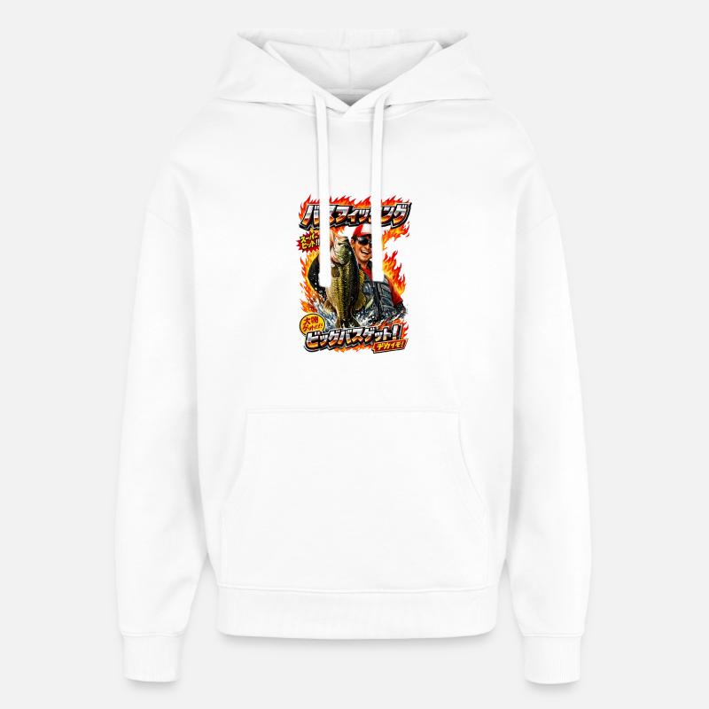 Logo de pêche - Sweat à capuche unisexe Stanley/Stella Oversized - blanc