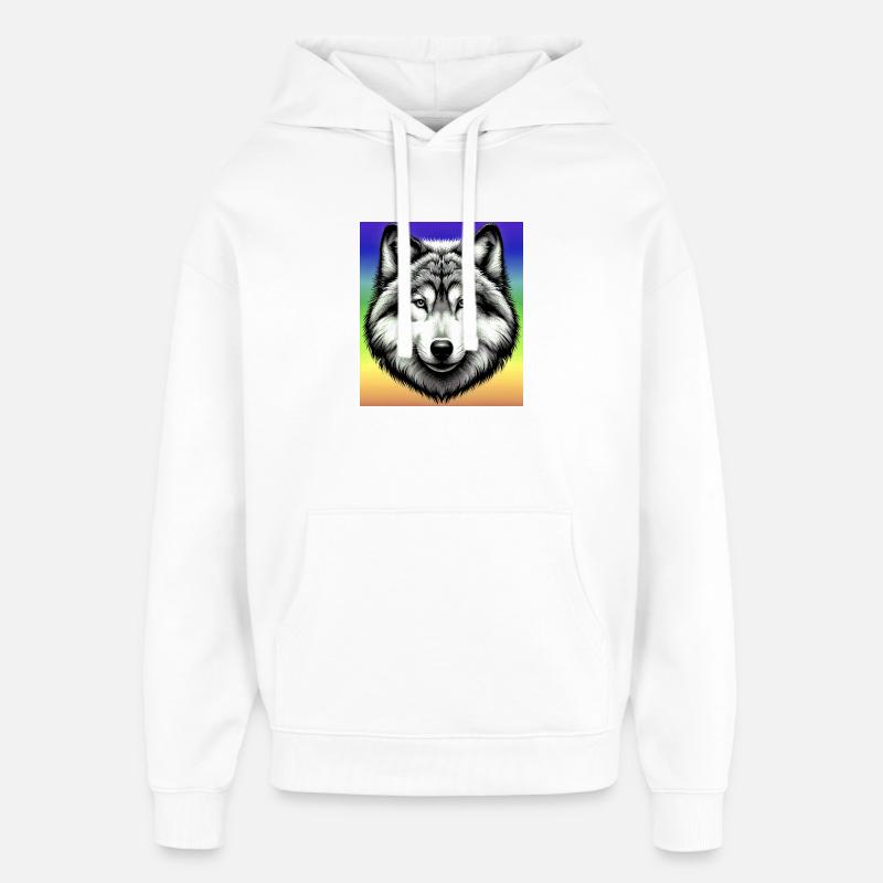Wolf - Oversized Unisex Hoodie von Stanley/Stella - Weiß