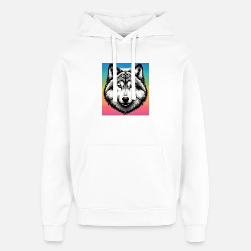 Wolf - Oversized Unisex Hoodie von Stanley/Stella - Weiß