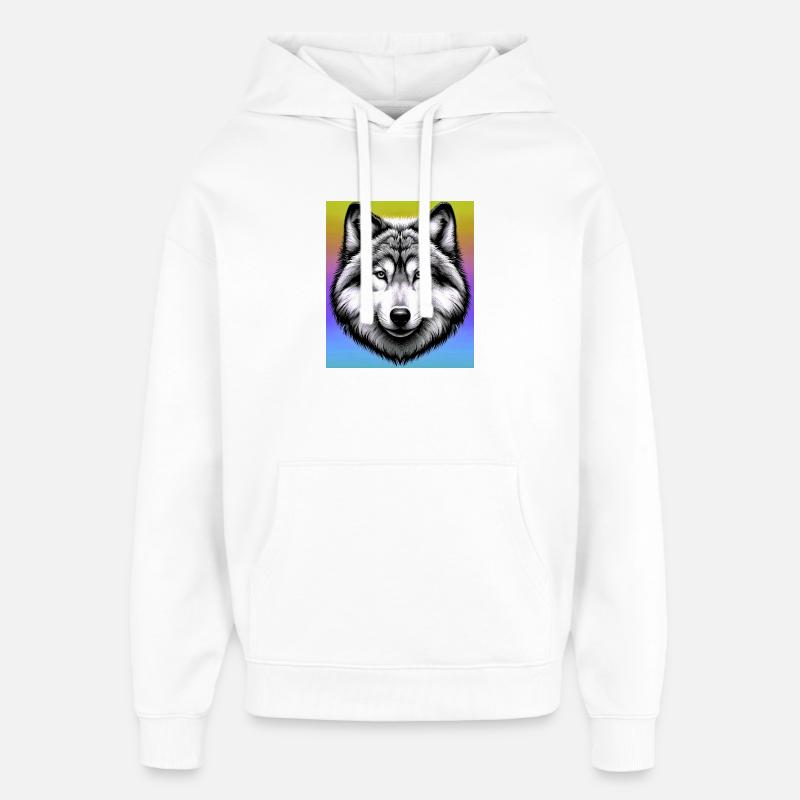 Wolf - Oversized Unisex Hoodie von Stanley/Stella - Weiß