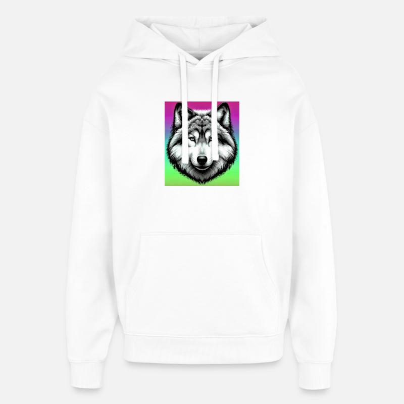 Wolf - Oversized Unisex Hoodie von Stanley/Stella - Weiß
