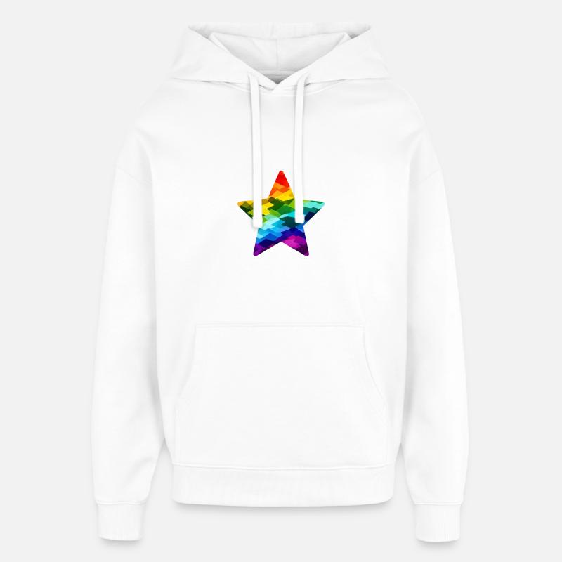 Étoile mosaïque arc-en-ciel - Sweat à capuche unisexe Stanley/Stella Oversized - blanc