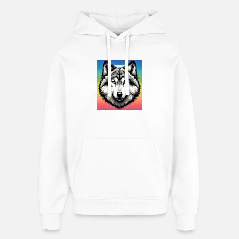 Loup - Sweat à capuche unisexe Stanley/Stella Oversized - blanc