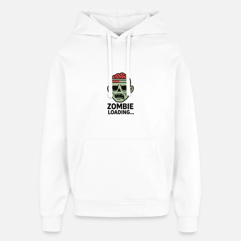 Zombie Loading Skull Graphic - Oversized Unisex Hoodie by Stanley/Stella - white