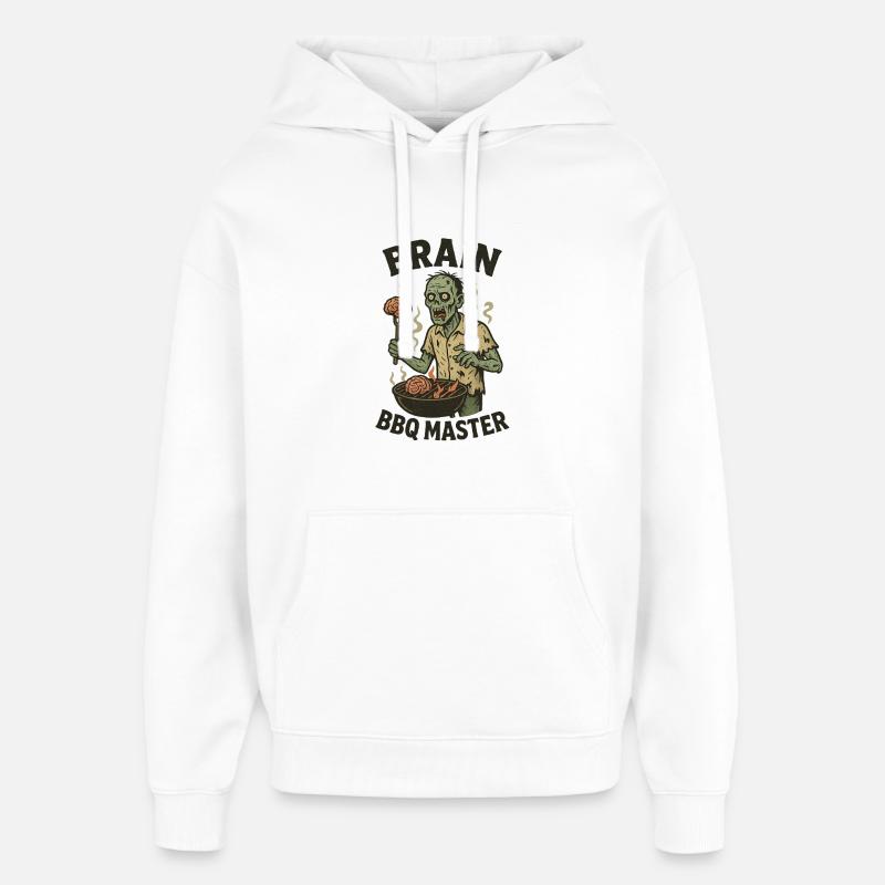 Zombie Grill Master Brain BBQ - Oversized Unisex Hoodie by Stanley/Stella - white