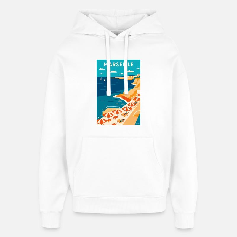 Marseille Côte Azur Plage - Sweat à capuche unisexe Stanley/Stella Oversized - blanc