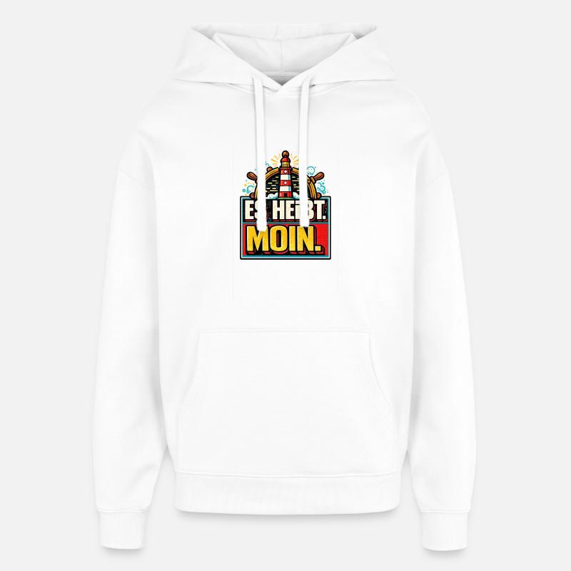 Es Heißt Moin - Maritimer Gruß - Oversized Unisex Hoodie von Stanley/Stella - Weiß