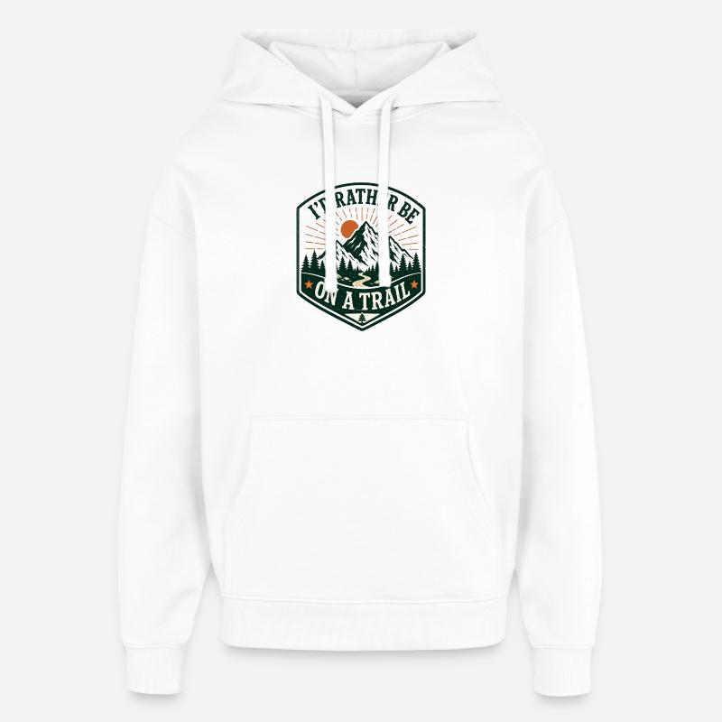 Je préfère être sur un sentier - Sweat à capuche unisexe Stanley/Stella Oversized - blanc
