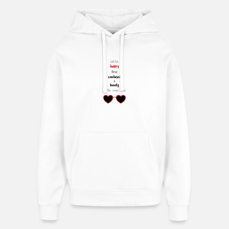 Heureux Libre Confus & Solitaire - Sweat à capuche unisexe Stanley/Stella Oversized - blanc
