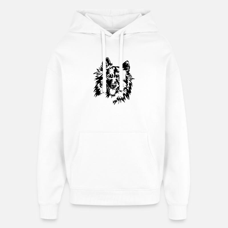 Wolfsspitz Kopf - Oversized Unisex Hoodie von Stanley/Stella - Weiß