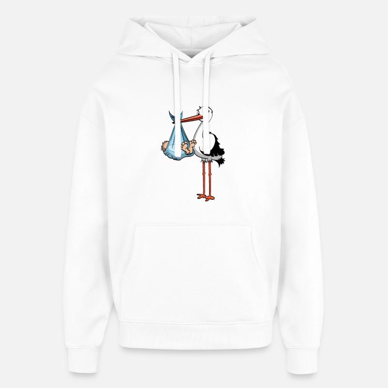 La cigogne et le petit garçon - Sweat à capuche unisexe Stanley/Stella Oversized - blanc