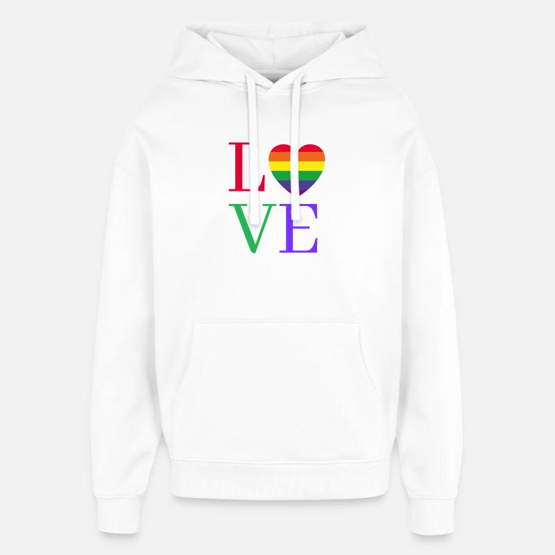 Fierté au cœur d’amour arc-en-ciel - Sweat à capuche unisexe Stanley/Stella Oversized - blanc