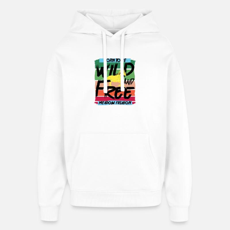 Né pour être sauvage - Sweat à capuche unisexe Stanley/Stella Oversized - blanc