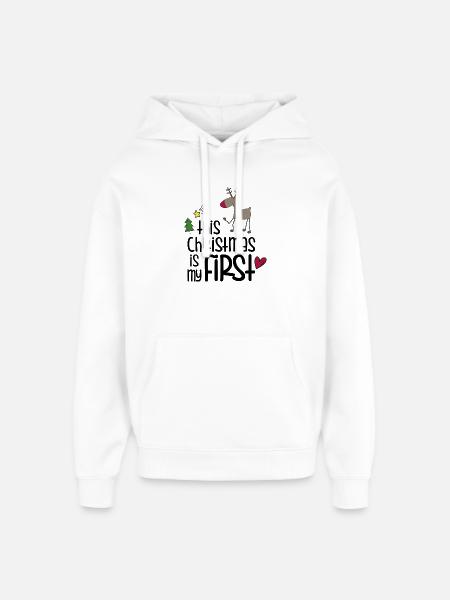 Playful Reindeer Christmas Motif - Oversized Unisex Hoodie by Stanley/Stella - white