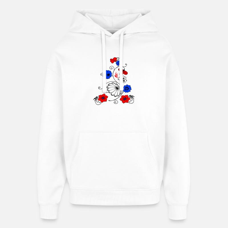 Fleur vigne avec papillon - Sweat à capuche unisexe Stanley/Stella Oversized - blanc
