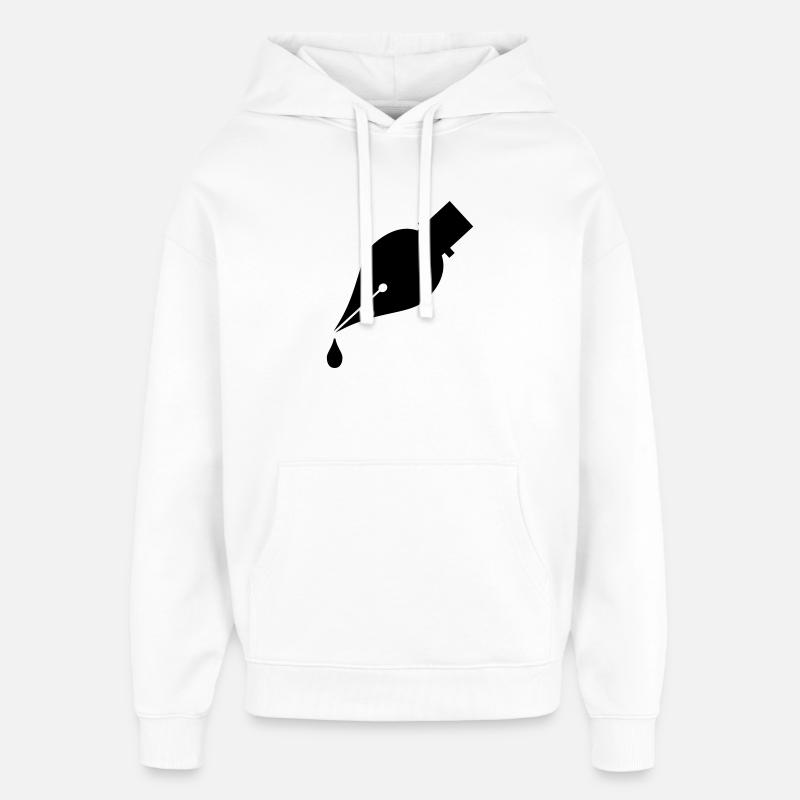 Stylo à encre avec goutte d’encre - Sweat à capuche unisexe Stanley/Stella Oversized - blanc