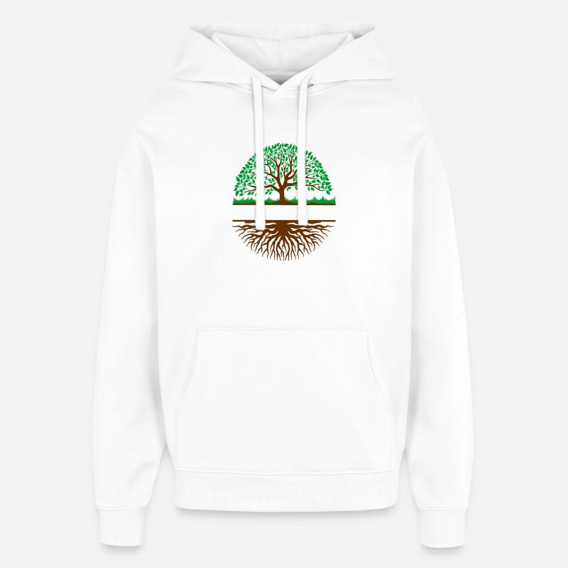 Tree with roots banner 3 - Oversized Unisex Hoodie by Stanley/Stella - white