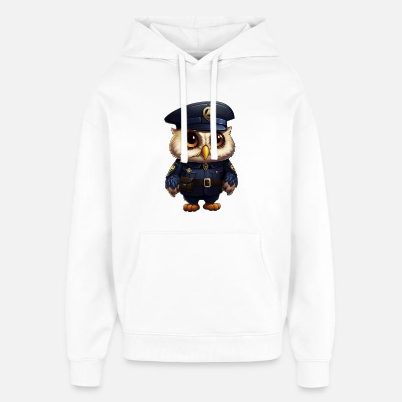 Hiboux Policier - Sweat à capuche unisexe Stanley/Stella Oversized - blanc
