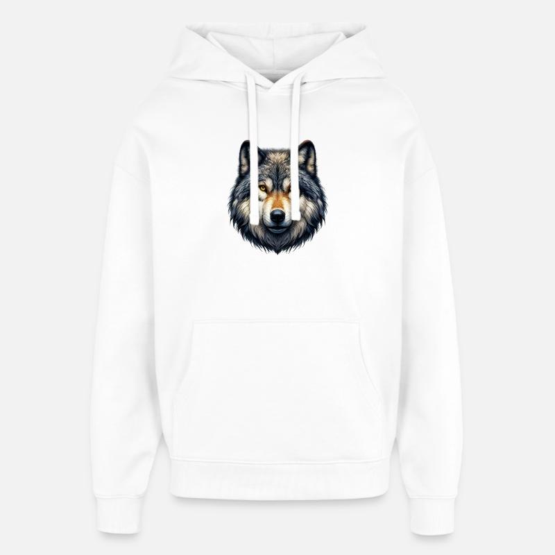 Loup - Sweat à capuche unisexe Stanley/Stella Oversized - blanc