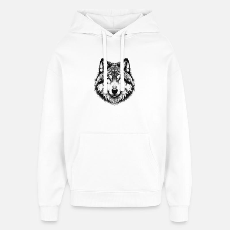 Loup - Sweat à capuche unisexe Stanley/Stella Oversized - blanc