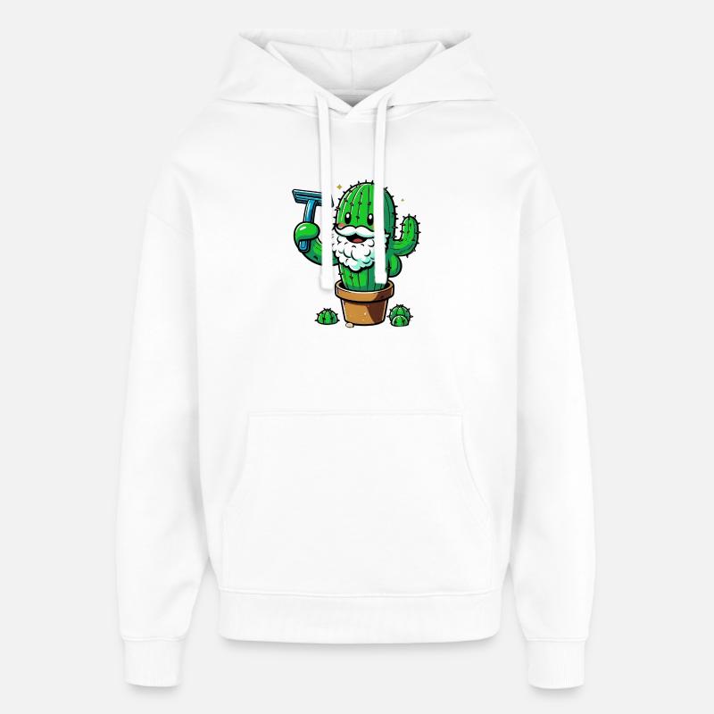 Cactus se rase la barbe - Sweat à capuche unisexe Stanley/Stella Oversized - blanc