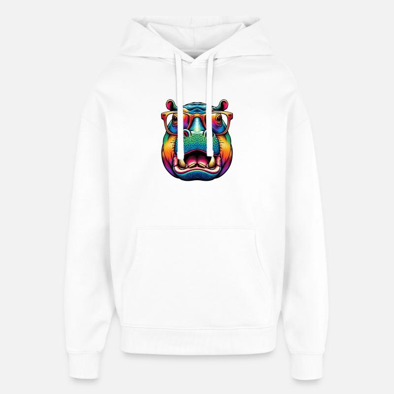 Nilpferd mit Brille - Oversized Unisex Hoodie von Stanley/Stella - Weiß