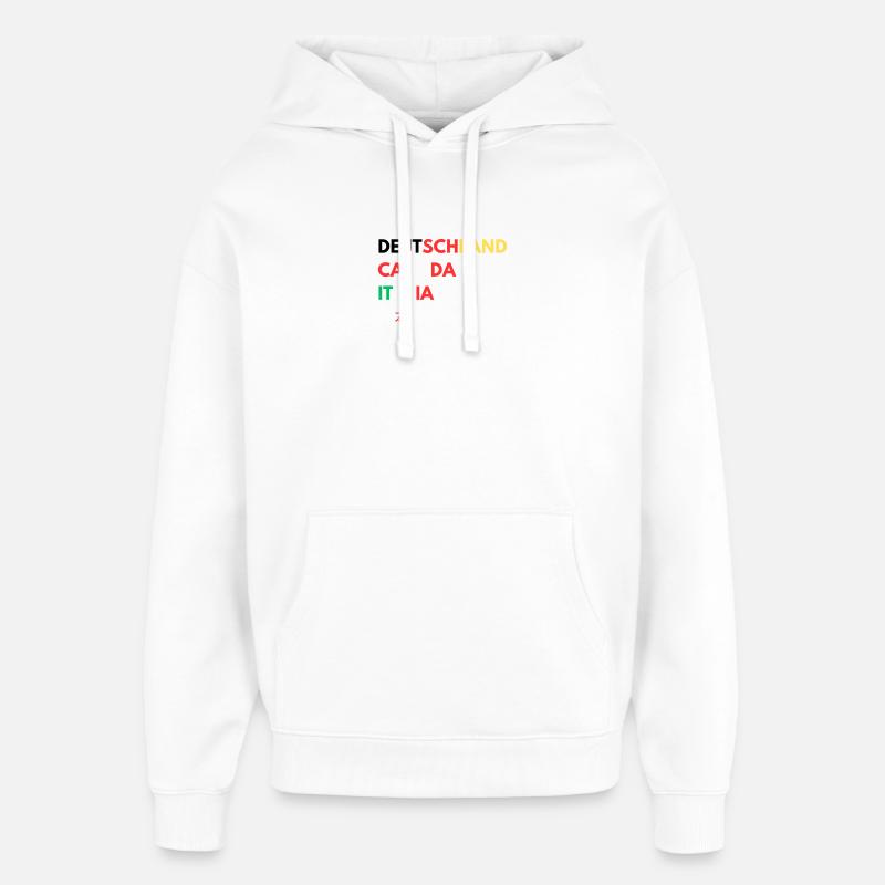 Länderfarben Schriftzug Collage - Oversized Unisex Hoodie von Stanley/Stella - Weiß