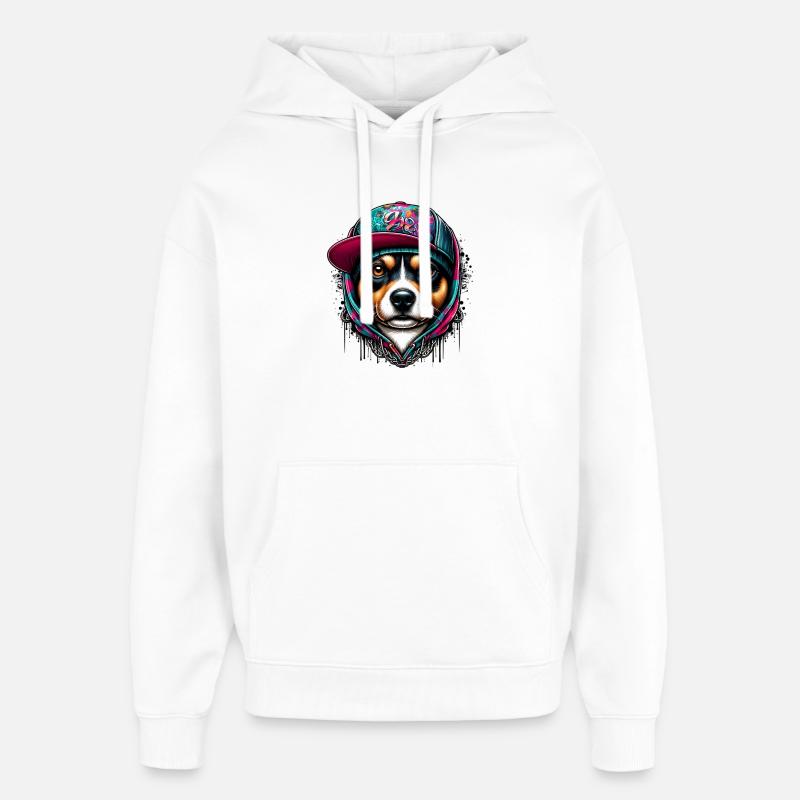 Chien - Sweat à capuche unisexe Stanley/Stella Oversized - blanc