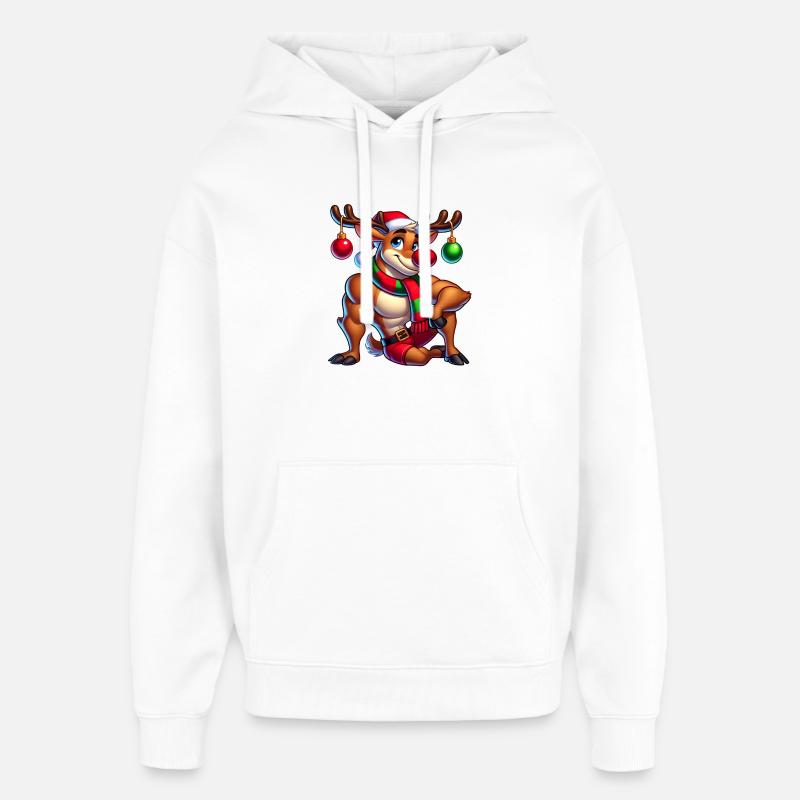 Renne de Noël Rudolf - Sweat à capuche unisexe Stanley/Stella Oversized - blanc