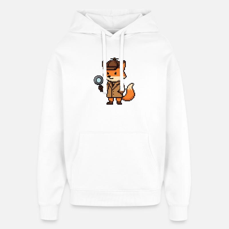 Pixel Detective Fox Design - Sweat à capuche unisexe Stanley/Stella Oversized - blanc