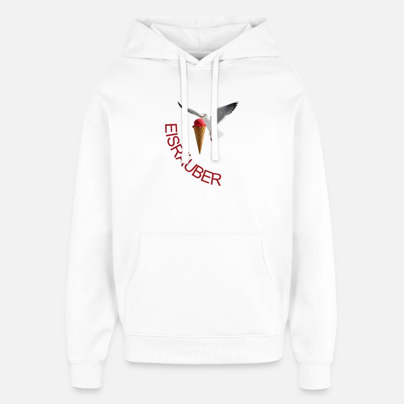 Möwe mit Eiscreme Eisräuber - Sweat à capuche unisexe Stanley/Stella Oversized - blanc