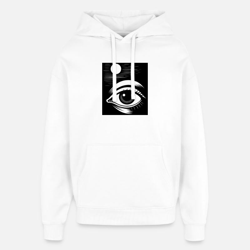 oeil lune nuit illustration d’art - Sweat à capuche unisexe Stanley/Stella Oversized - blanc