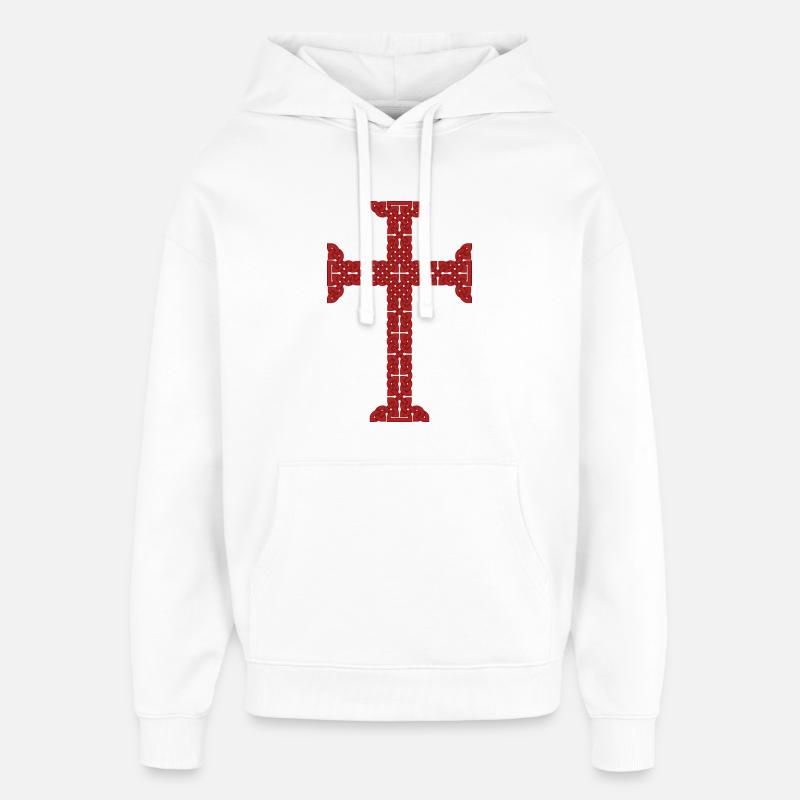 Tempelriddarkorset - Stanley/Stella Oversized Huvtröja Unisex - vit