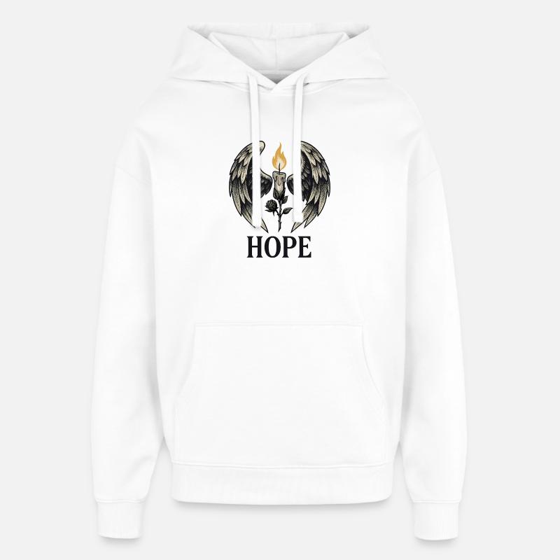 Bougie d’espoir avec ailes d’ange - Sweat à capuche unisexe Stanley/Stella Oversized - blanc