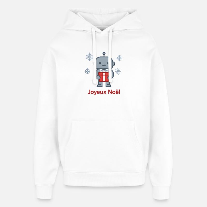 Robot de Noël au Cadeau Rouge - Sweat à capuche unisexe Stanley/Stella Oversized - blanc