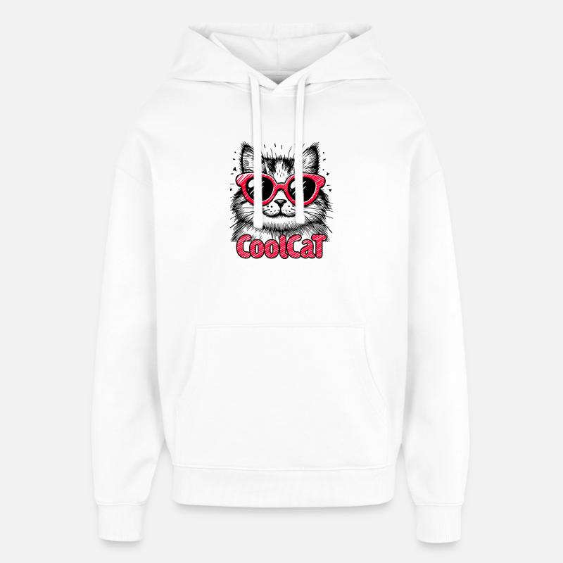 Chat cool 1 - Sweat à capuche unisexe Stanley/Stella Oversized - blanc