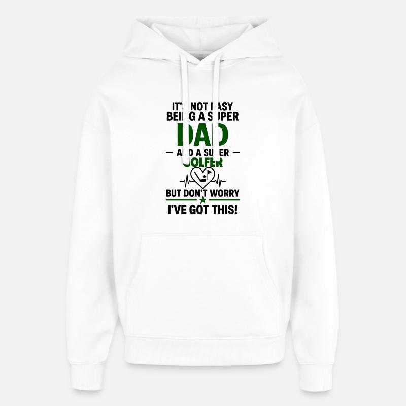 Herz + Golf – Super Papa Golfeur - Sweat à capuche unisexe Stanley/Stella Oversized - blanc