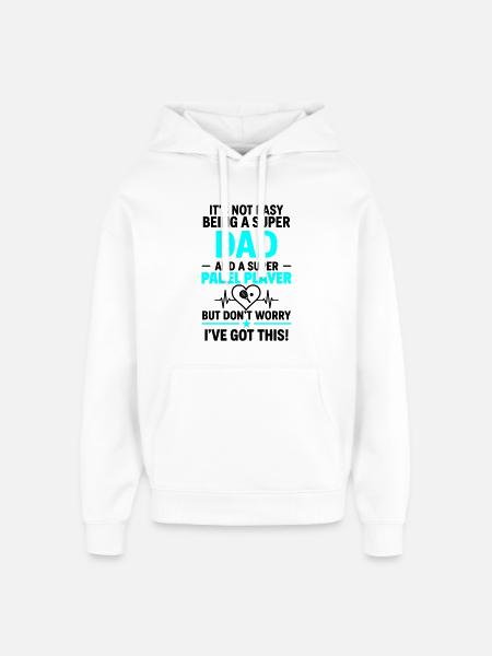 Cœur + Padel – Super Dad Padel Player - Sweat à capuche unisexe Stanley/Stella Oversized - blanc