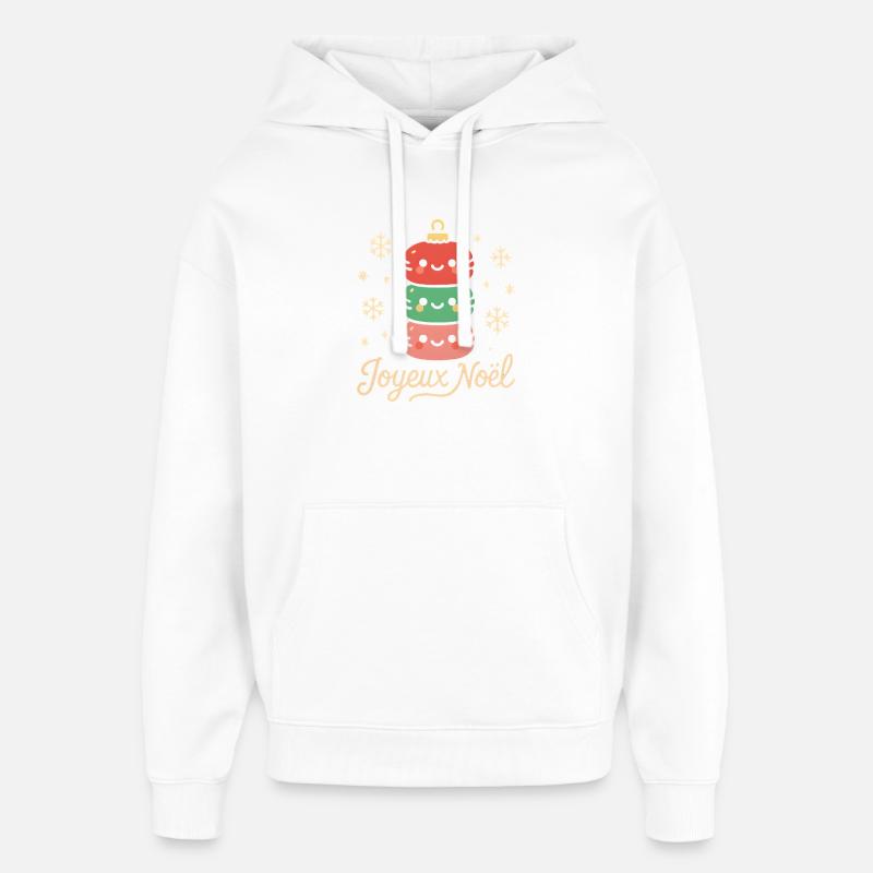 Macarons de Noël Empilés Mignons - Sweat à capuche unisexe Stanley/Stella Oversized - blanc
