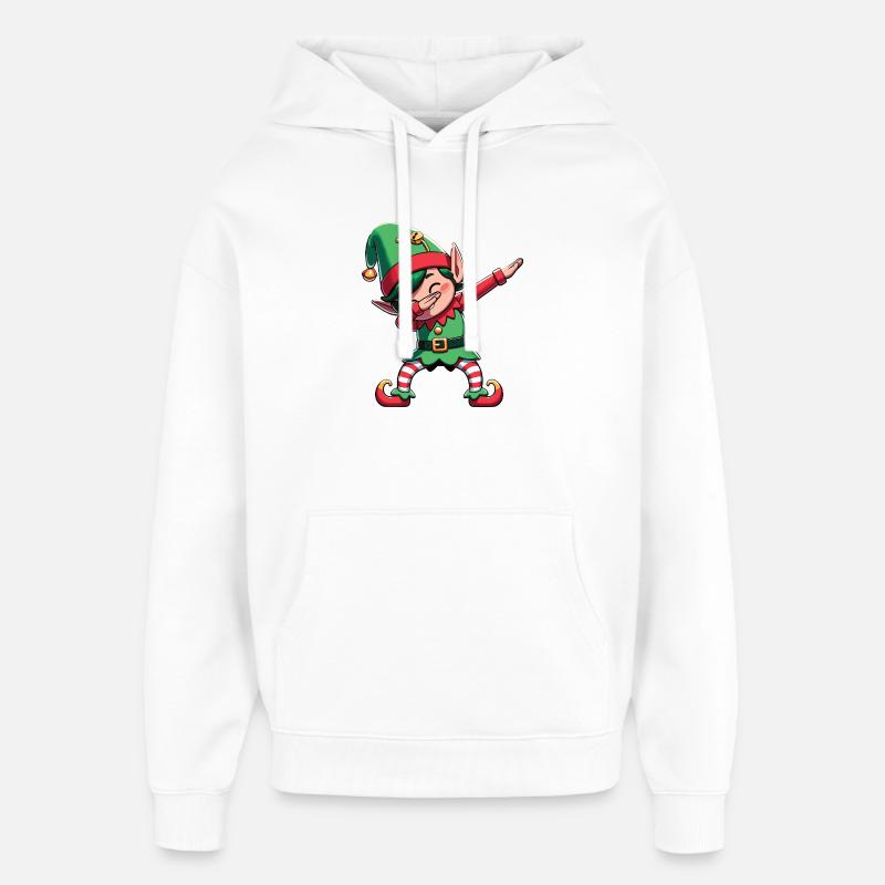 Tapoter l’Elf de Noël Dab Noël - Sweat à capuche unisexe Stanley/Stella Oversized - blanc