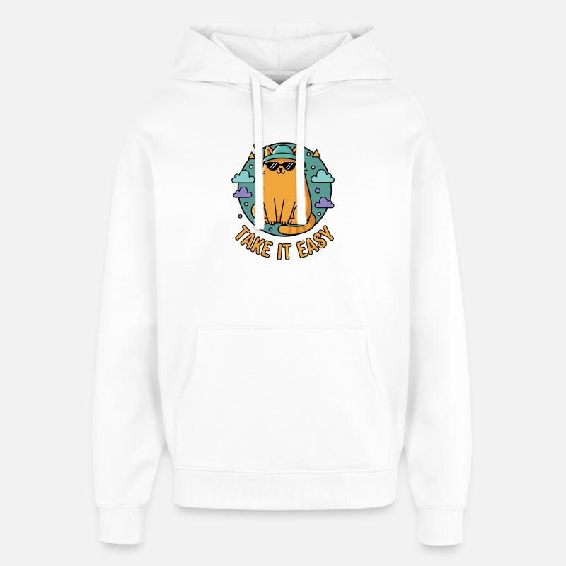 Chillkater avec des lunettes de soleil - Sweat à capuche unisexe Stanley/Stella Oversized - blanc