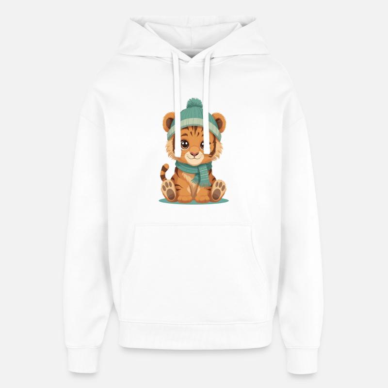 Petit tigre d’hiver - Sweat à capuche unisexe Stanley/Stella Oversized - blanc
