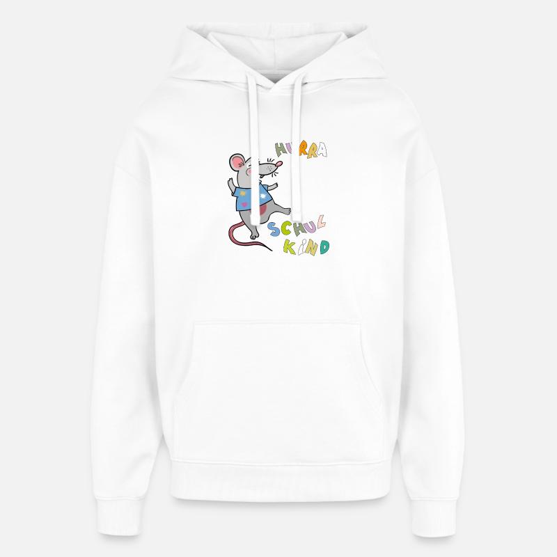 Hourra la souris écolière - Sweat à capuche unisexe Stanley/Stella Oversized - blanc