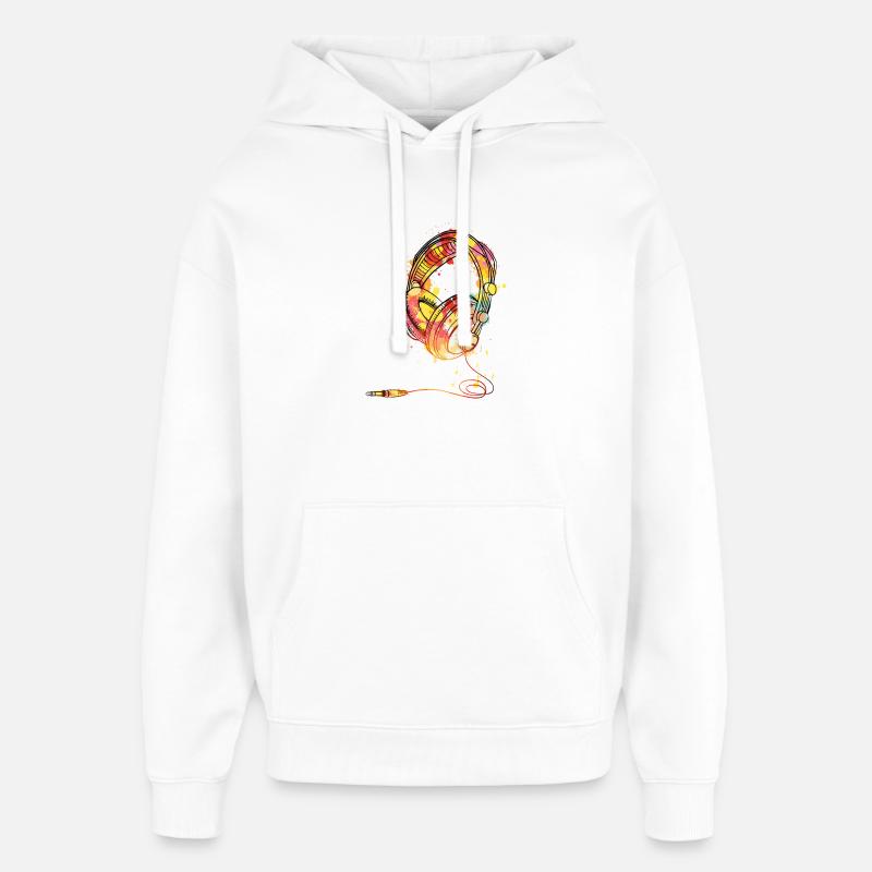 Bunte Kopfhörer-Splash-Illustration - Oversized Unisex Hoodie von Stanley/Stella - Weiß