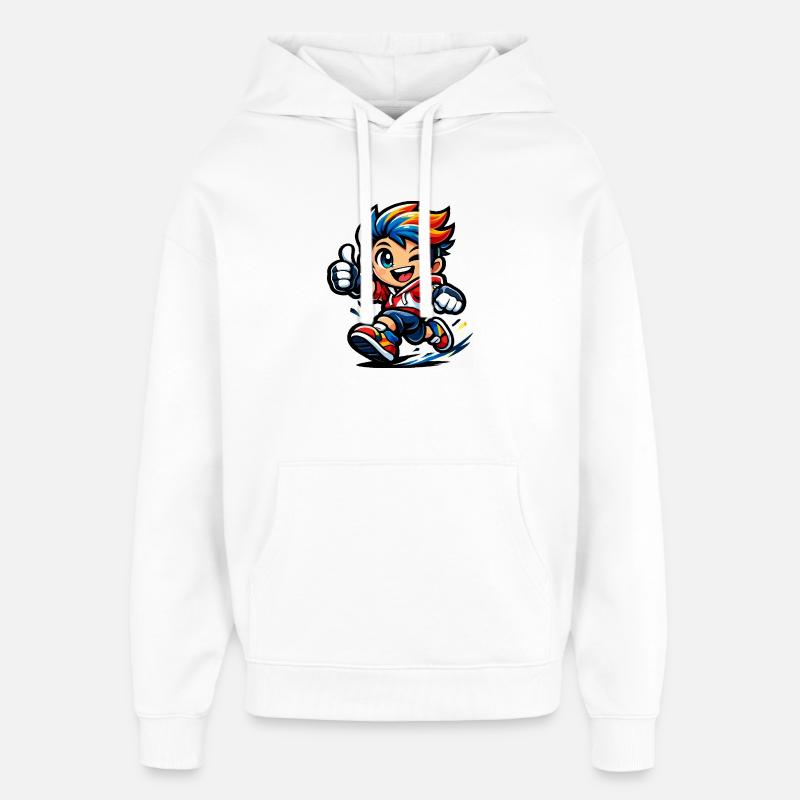 Farbenfroher Regenbogenheld in Aktion - Oversized Unisex Hoodie von Stanley/Stella - Weiß
