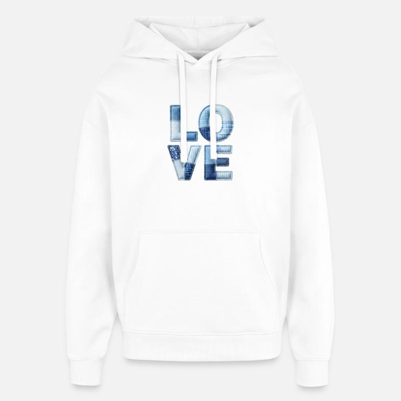 Love Modern Patchwork Art - Oversized Unisex Hoodie by Stanley/Stella - white