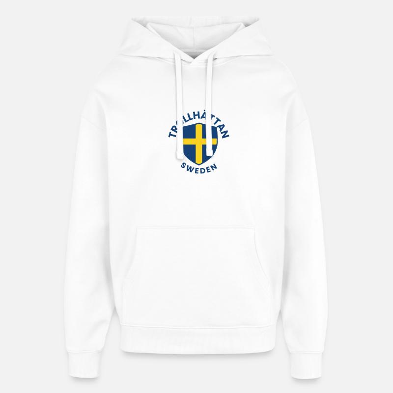Bouclier de Suède de Trollhättan - Sweat à capuche unisexe Stanley/Stella Oversized - blanc